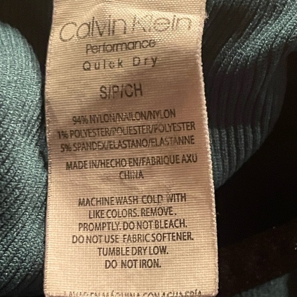 Calvin Kline S/P/CH performance quick dry sports Bra green with black trim - Picture 6 of 7